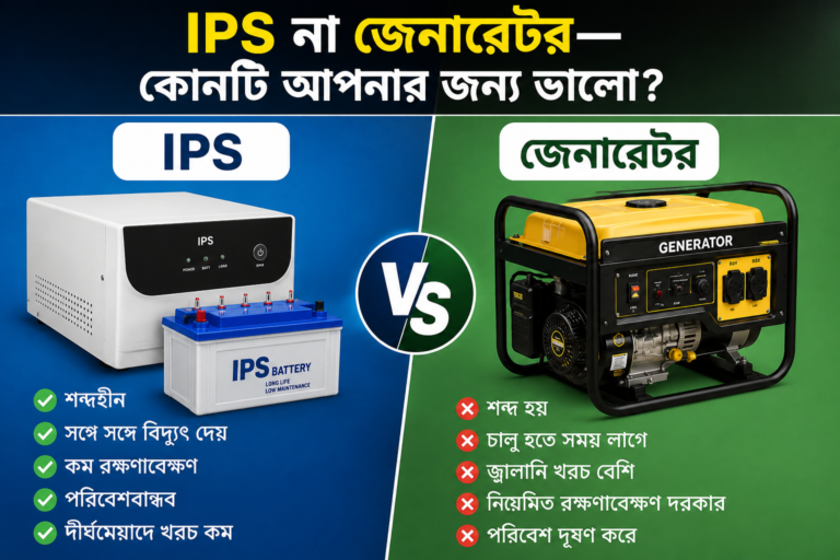 IPS ও জেনারেটরের তুলনামূলক বিশ্লেষণের চিত্র