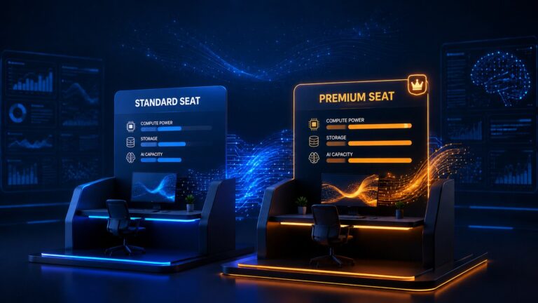 ChatGPT Business workspace-এর Standard ও Premium seat তুলনামূলক AI ভিজ্যুয়াল