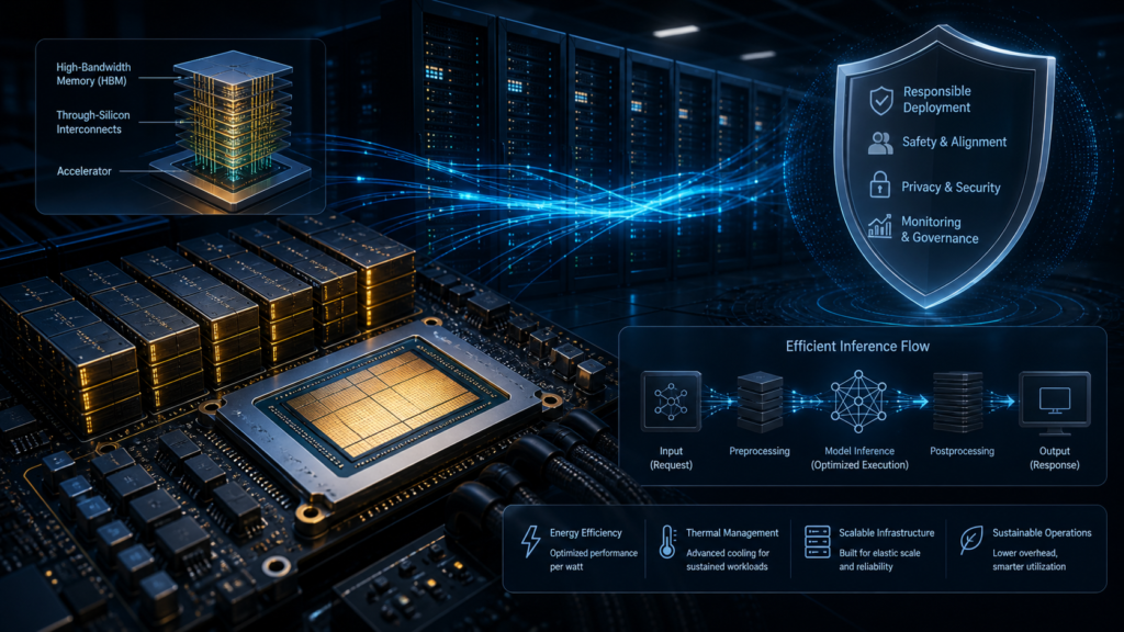 AI infrastructure stack with memory, accelerator, efficient inference and responsible deployment
