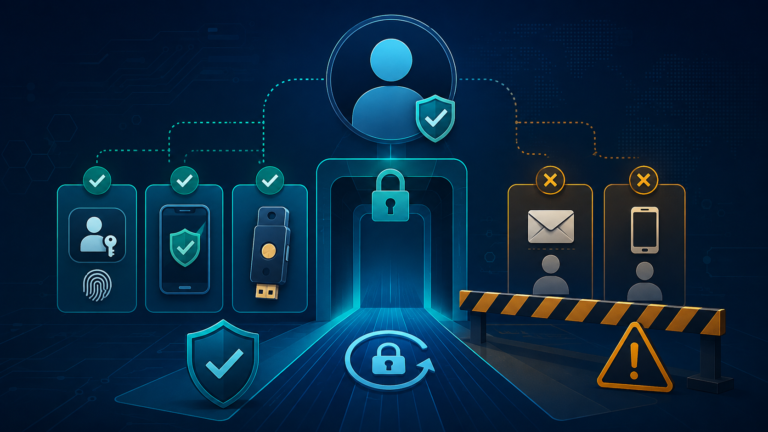 Registered authentication method ও secure password reset gate-এর ধারণাচিত্র