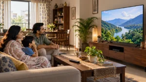 বসার ঘরে স্মার্ট টিভি ও দেখার উপযুক্ত দূরত্ব